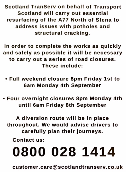 a77 road works